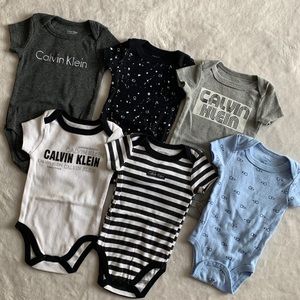 6 pc Calvin Klein baby bodysuit bundle
